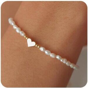 🆕 Mideeo Heart Pearl Bracelets Women Gold Evil Eye Diamond Cuban Jewelry Gift